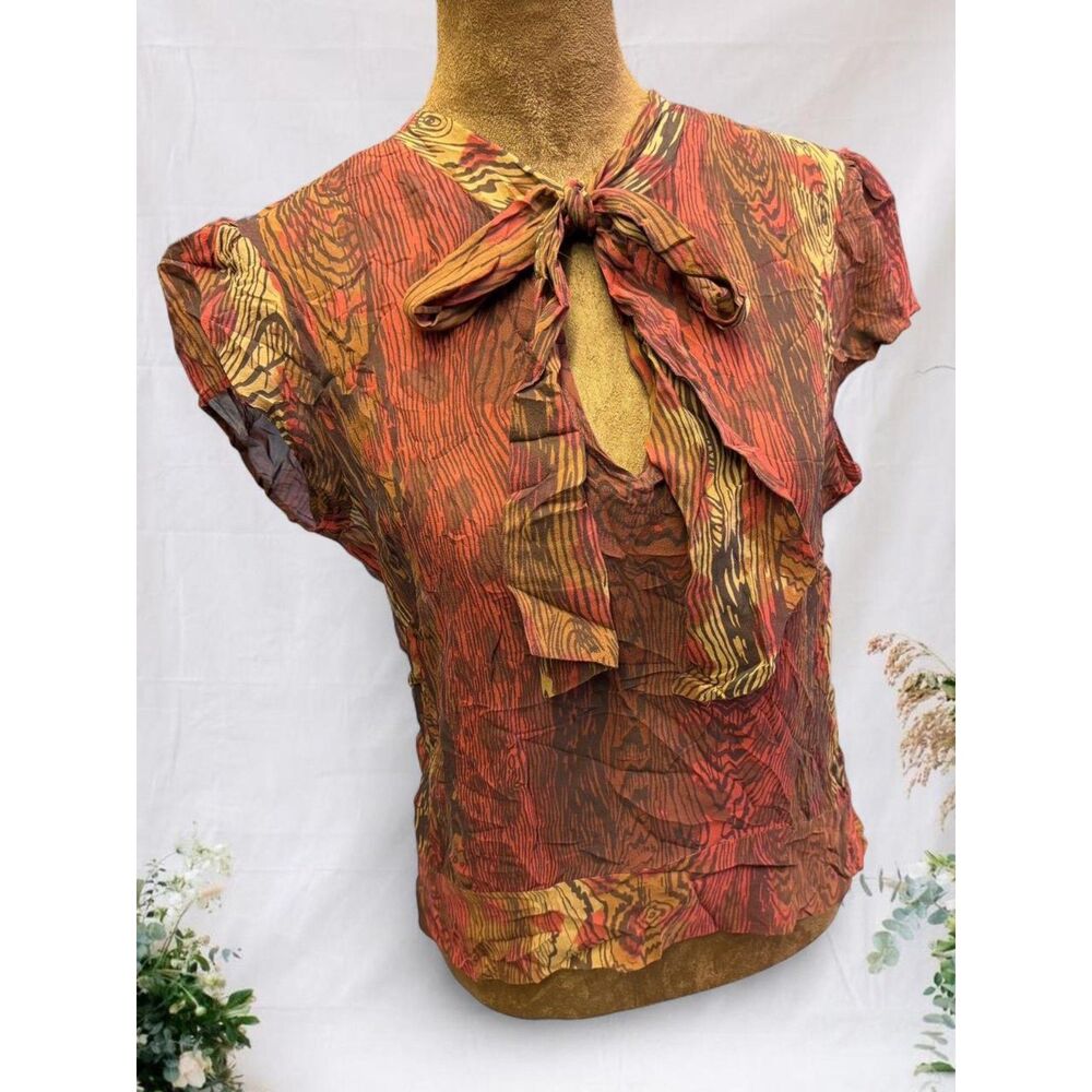 Dorothée Bis Y2K Silk Lightweight Festival Boho Fairy Rave Blouse with tie front